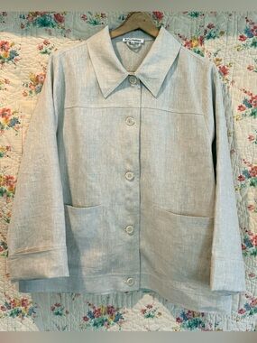 Reformation Light Beige Linen Button-Front Jacket - XL